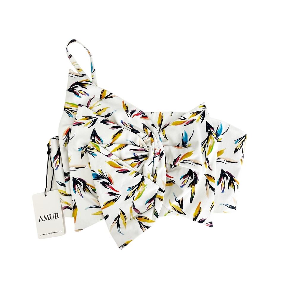 Amur Noah Tropical Print Twisted Bow Top Medium
